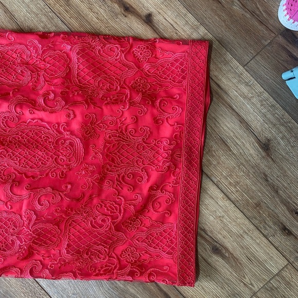 Tadashi Shoji Embroidered Tulle Keyhole Neckline Dress Coral - Picture 3 of 11